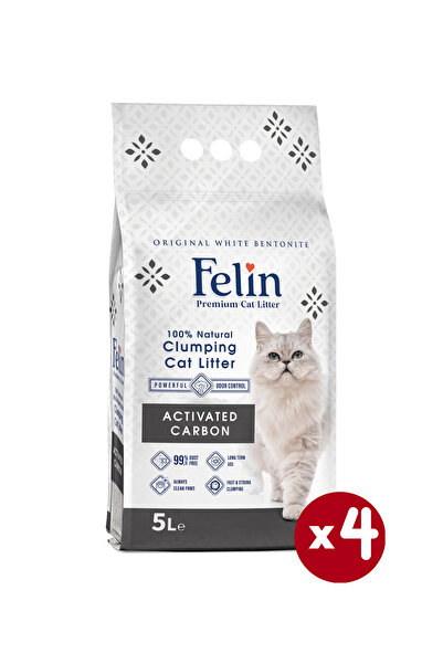 FELİN Aktif Karbonlu Topaklanan Ince Taneli Kedi Kumu 5lx4