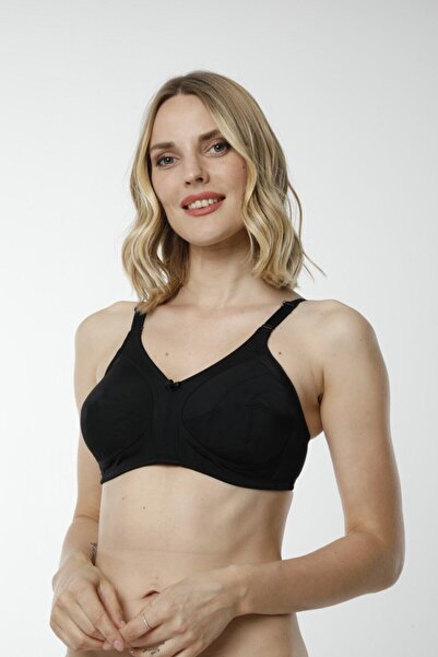 Hmd Women's Rib 100% Cotton Black Recovery Bra & Comfortable Texture