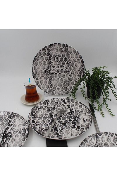 Arna Porselen Snake 25 cm Service Plate Black