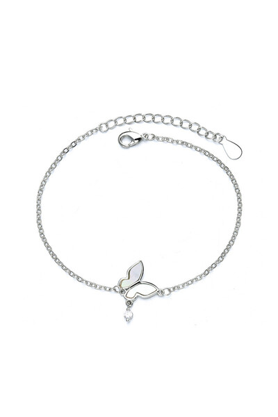 delis 925 Silver Bracelet, Jw632, Butterfly Pattern, Rhodium Plated