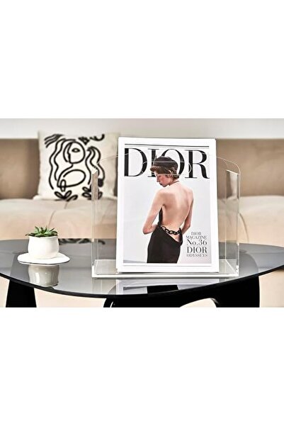 Generic Clear Acrylic Magazine Rack With Handles, Modern Organizer For Home And Office