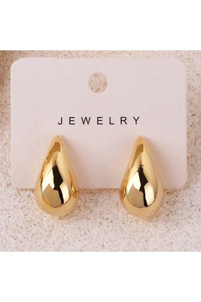Choice AJZ50039C-GM Gold Color Water Drop Earring Stud Simple Design Ins Women Post Earrings 3 Size Availab
