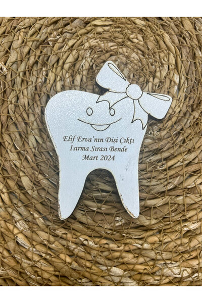 imzatasarım Kişiye Özel İsimli Diş Magneti Ahşap Dişim Çıktı Magnet 20 Adet M...