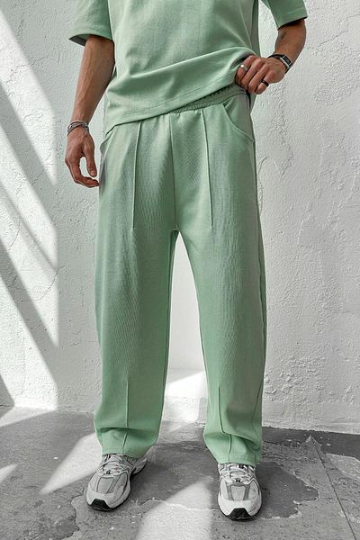 HAFKAGİYİM Mint Green Cozy Premium Πλισέ φαρδιά αθλητική φόρμα