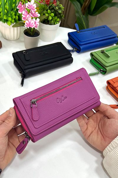 CüzCan Berlin Fuchsia Genuine Leather Ultra Useful Women's Wallet