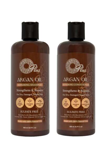 Oplus مجموعة العناية بالشعر بزيت الأرغان: مجموعة شامبو وبلسم (500 مل لكل منهما)