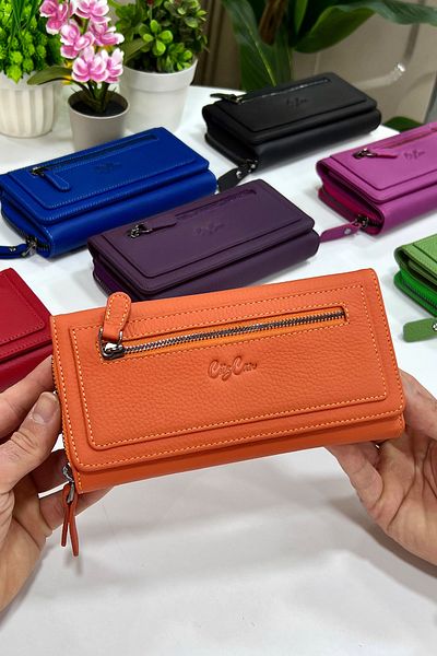 CüzCan Berlin Orange Genuine Leather Ultra Useful Women's Wallet