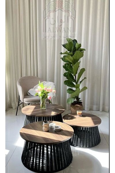 Alwan antiques and frames 3-piece rattan serving table set