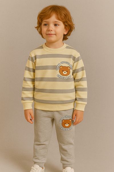 MİLANO KİDS Summer Girl's Teddy Bear Printed Top and Bottom Set