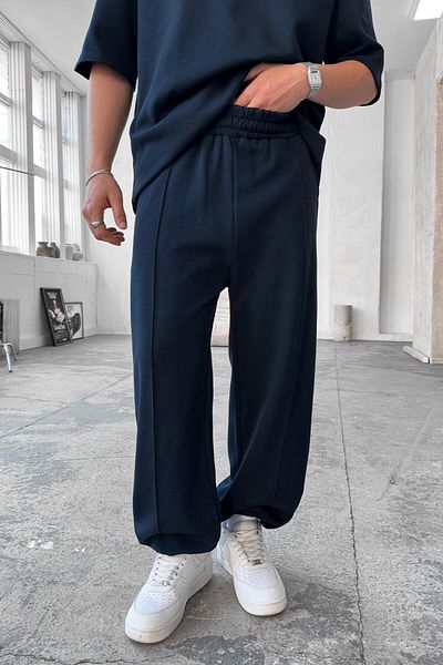 HAFKAGİYİM Μπλε Navy Cozy ριγέ φόρμα με λάστιχο