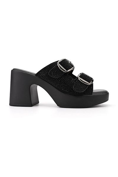 Tmall Women's Casual Slippers, With Thick Heel, Sp114, Black