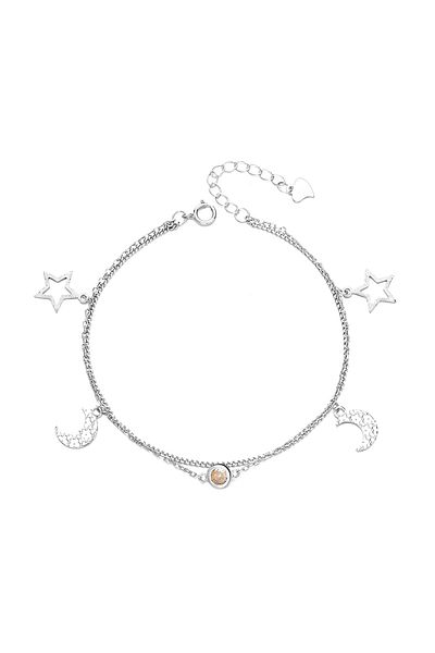 delis Bratara Argint 925, Jw1224, Model Dublu Semiluna Si Stelute, Placata Cu Rodiu