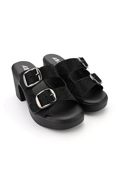 Tmall Women's Casual Slippers, With Thick Heel, Sp114, Black