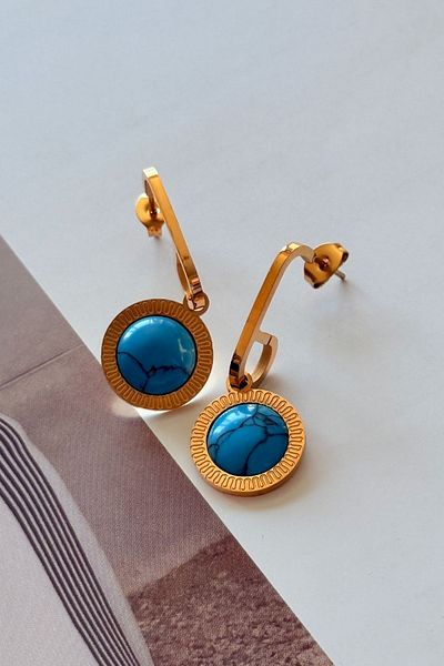 Trendy Butik أقراط حجر الفيروز الصلب