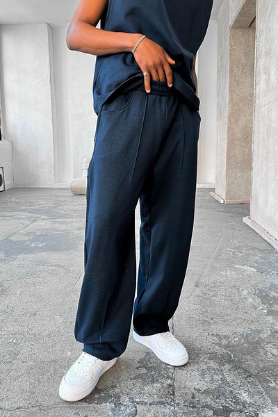 HAFKAGİYİM Μπλε Navy Cozy Premium Πλισέ Φαρδιά Φούτερ