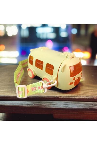 imsaconcept Bus Design Tritan Water Bottle with Straw for Kids 500 ml Bpa Free 1St Grade Quality