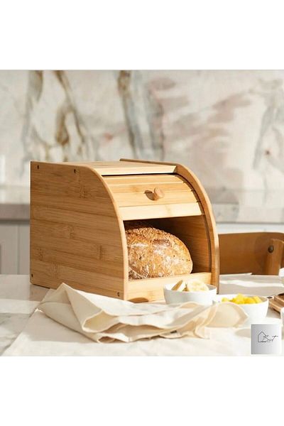 KARALYAN Bamboo Bread Box, Bread Cabinet, Narrow Space Bamboo Bread Box 27*20 cm