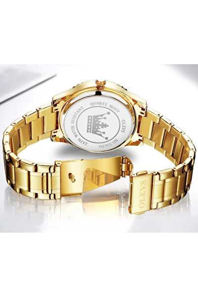 OLEVS Ανδρικό Ρολόι Cs1709, Ανοξείδωτο Ατσάλι, Χρυσό, Χρυσό Καντράν