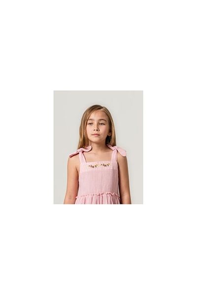 ecol kız kids Rochie casual pentru fete ECOL, cu volane, cu fermoar, brodat din muselina