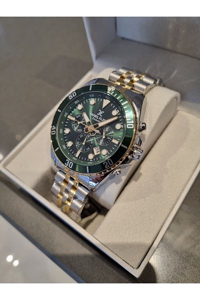 Daniel Klein Steel Bracelet with Green Dial Calendar 3 Atm Waterproof Men Wristwatch