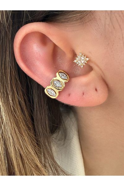 Pinery Jewels Vip Series - Oval Row Zircon Stone Cartilage Earrings