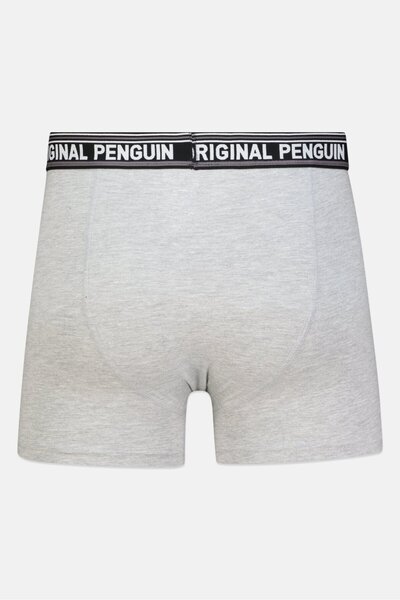 Original Penguin Men 3 Piece Brand Logo Trunks, Grey/Black