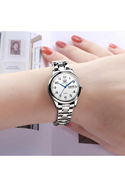 OLEVS Ceas De Dama Cs1536, Otel Inoxidabil, Argintiu, Cadran Alb