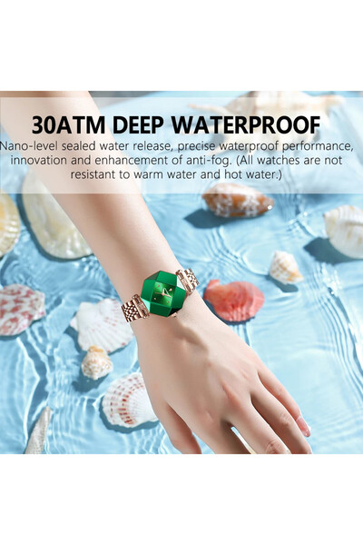 POEDAGAR Ceas Dama Cs1499, Otel Inoxidabil, Rose Gold, Cadran Verde