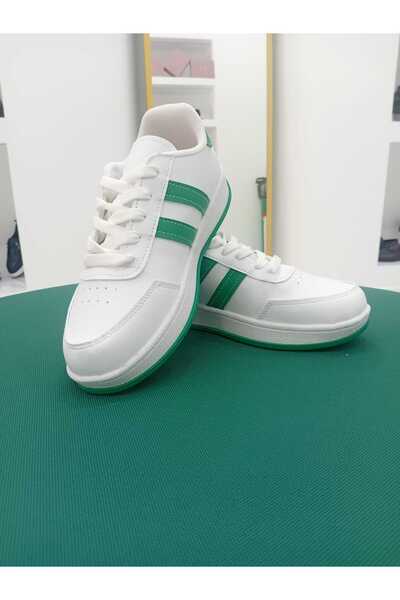 Klay Shoes Tenis sport de damă, alb, verde, cu dungi, confortabil