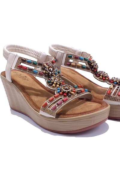Guja 25Y155 Stone 8 Cm. Wedge Sandals (the Mold Is Smaller by 1 Size)