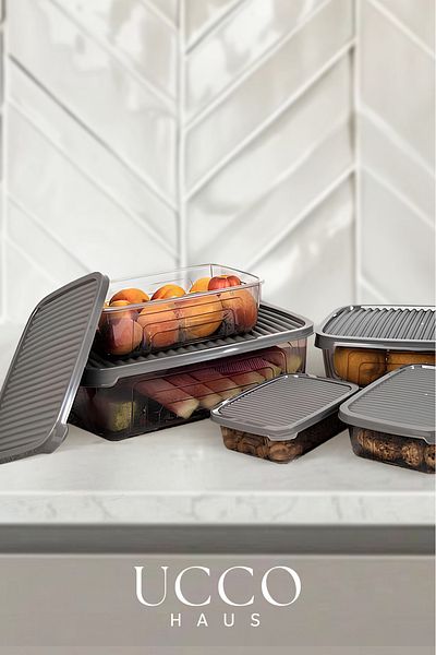 UCCO Set of 5 10 Piece Storage Container Set |   Freezer Icebox Refrigerator Erzak Toy Food Coffee Storage