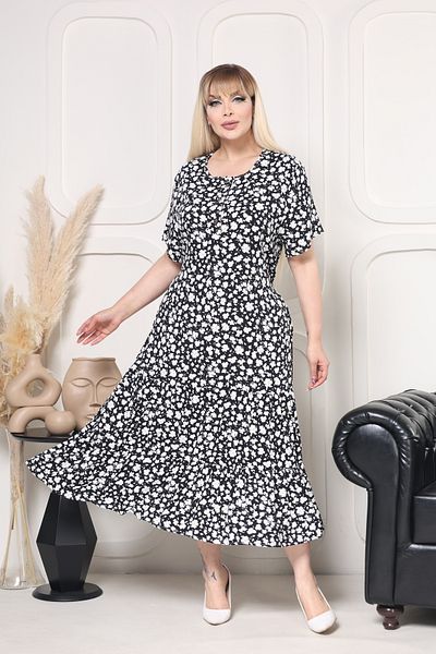 JESSE STORY Women's Large Size Viscose Crispy Pattern Summer Dress
