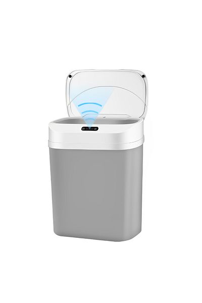 Herum Kitchen Trash Can With Infrared Motion Sensor, Automatic Opening And Closing, Gray, 16 Liters