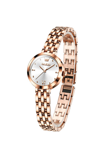 OLEVS Ceas De Dama Cs1558, Otel Inoxidabil, Rose Gold, Cadran Alb