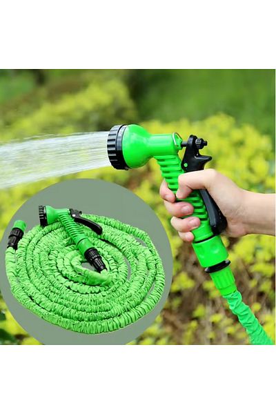 Herum Furtun de grădină extensibil din polimer, fără cusătură, verde/negru, 60 m