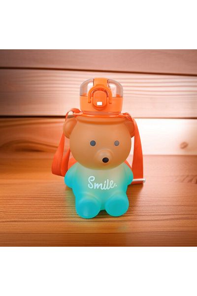 imsaconcept Teddy Bear Water Bottle with Straw for Kids Bpa Free 1St Grade Quality