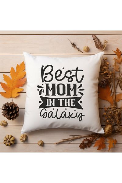 qoeuyl boutique Best Mom in the Galaxy Printed Mother's Day Gift Fiber Filled Satin Decorative Pillow