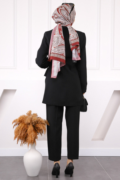 İmajButik Black Side Baglama Crepe Jacket Pants Suit