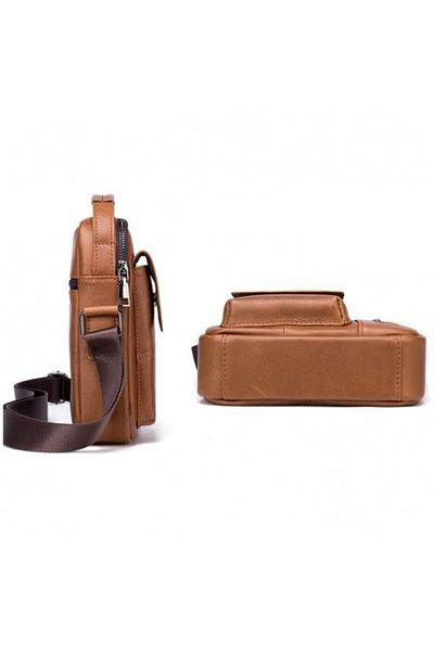 OEM Men's shoulder bag, Harry, genuine leather, light brown