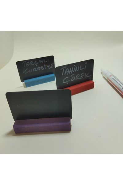 ETİKETLİK FİYATLIK Colorful Wooden Base Erasable Black Label Price Holder 12Pcs;