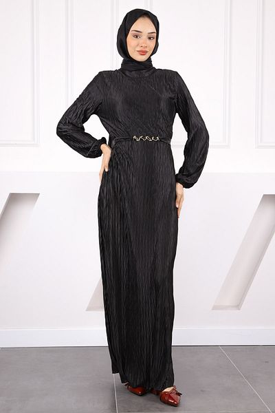 İmajButik Μαύρο φόρεμα με πλισέ