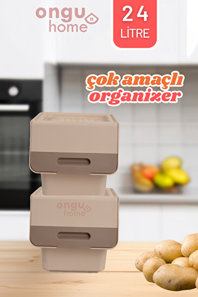 ongu home Tekerlekli Çok Amaçlı Organizer Patateslik Sebzelik Ve Oyuncak Kutu...