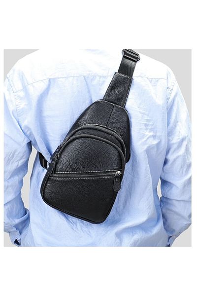 delis Men's Shoulder Bag, Aristide Gt3071, Genuine Leather, Black