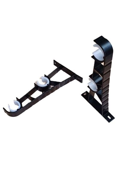 Choice 1 Pc 1/4pcs Wall Curtain Rod Retainers Double Bracket Black Curtain Rod Hooks Curtain Rod Brackets H