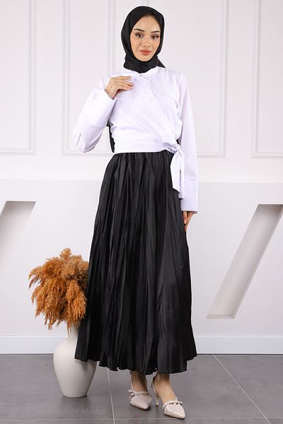 İmajButik Cămașă crop albă cu cravată în talie