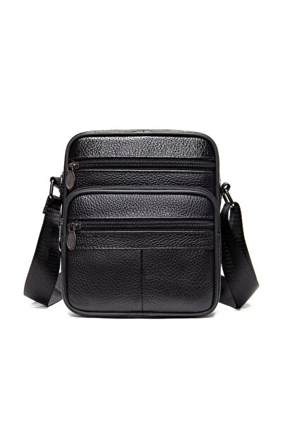 OEM Ανδρική τσάντα ώμου Adrian Gt1821, γνήσιο δέρμα, μαύρη