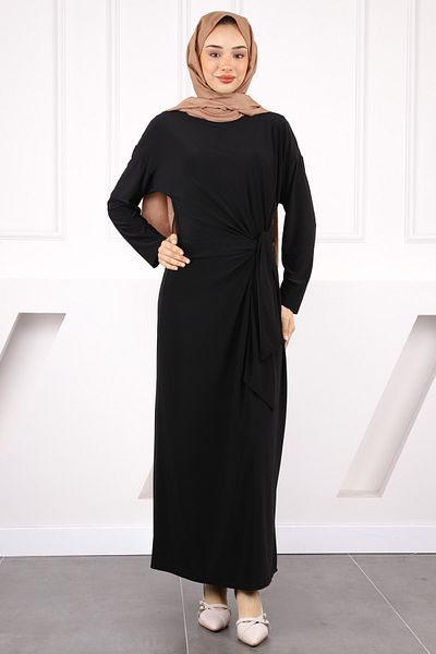İmajButik Μαύρο φόρεμα με γραβάτα