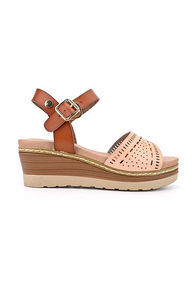 Tmall Sandale de damă, cu platformă, din piele ecologică, Sa63, bej