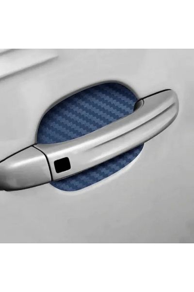 Avex Set de 4 piese protectie impotriva zgarieturii manerului usa din carbon autocolant 3D Albastru
