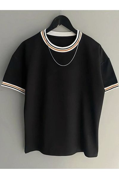 LA GULER Καλοκαιρινό μπλουζάκι Unisex Oversize με γιακά μανίκι Rib